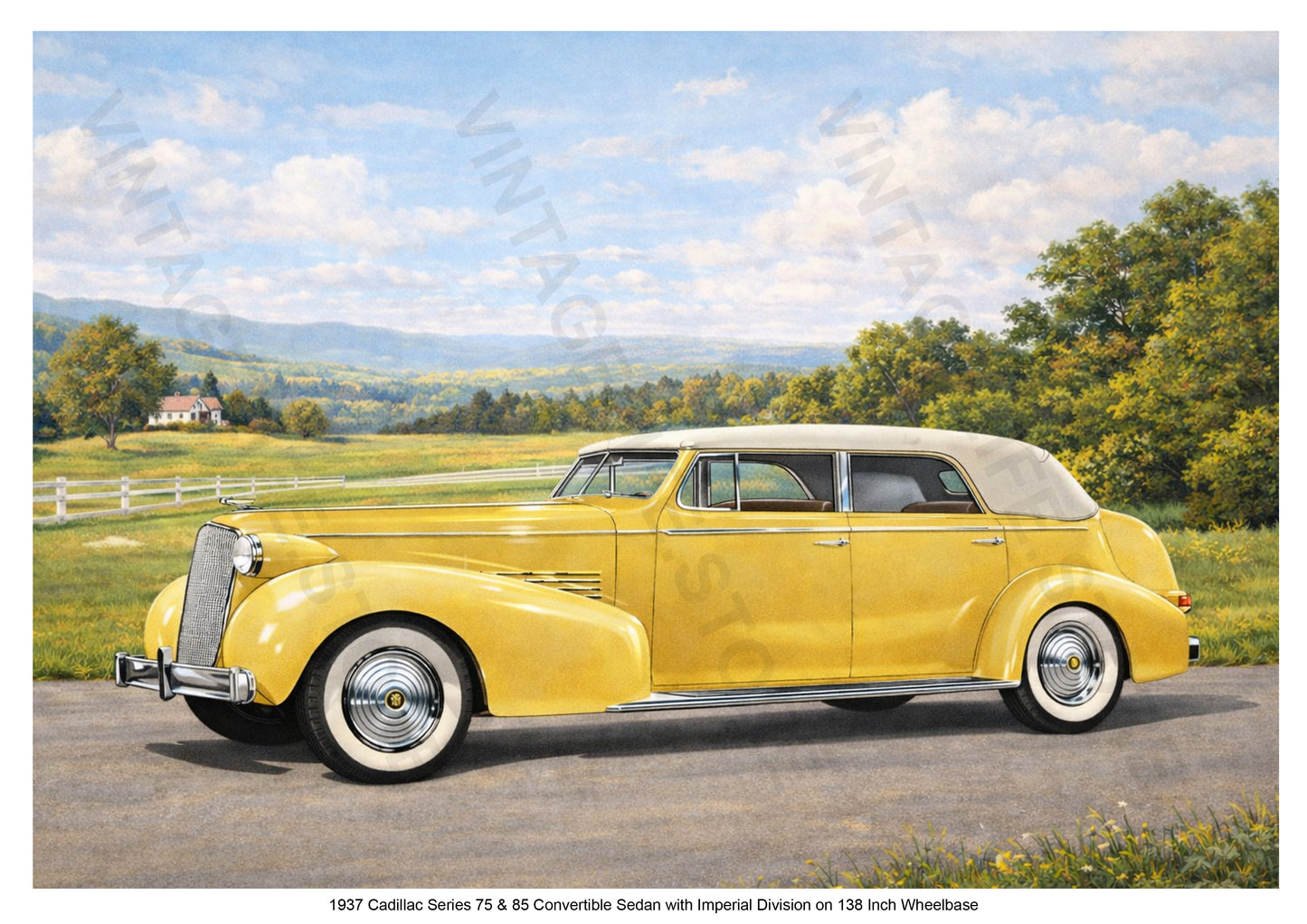 1937 Cadillac Series 75 Convertible Sedan - Vintage Promotional Photograph