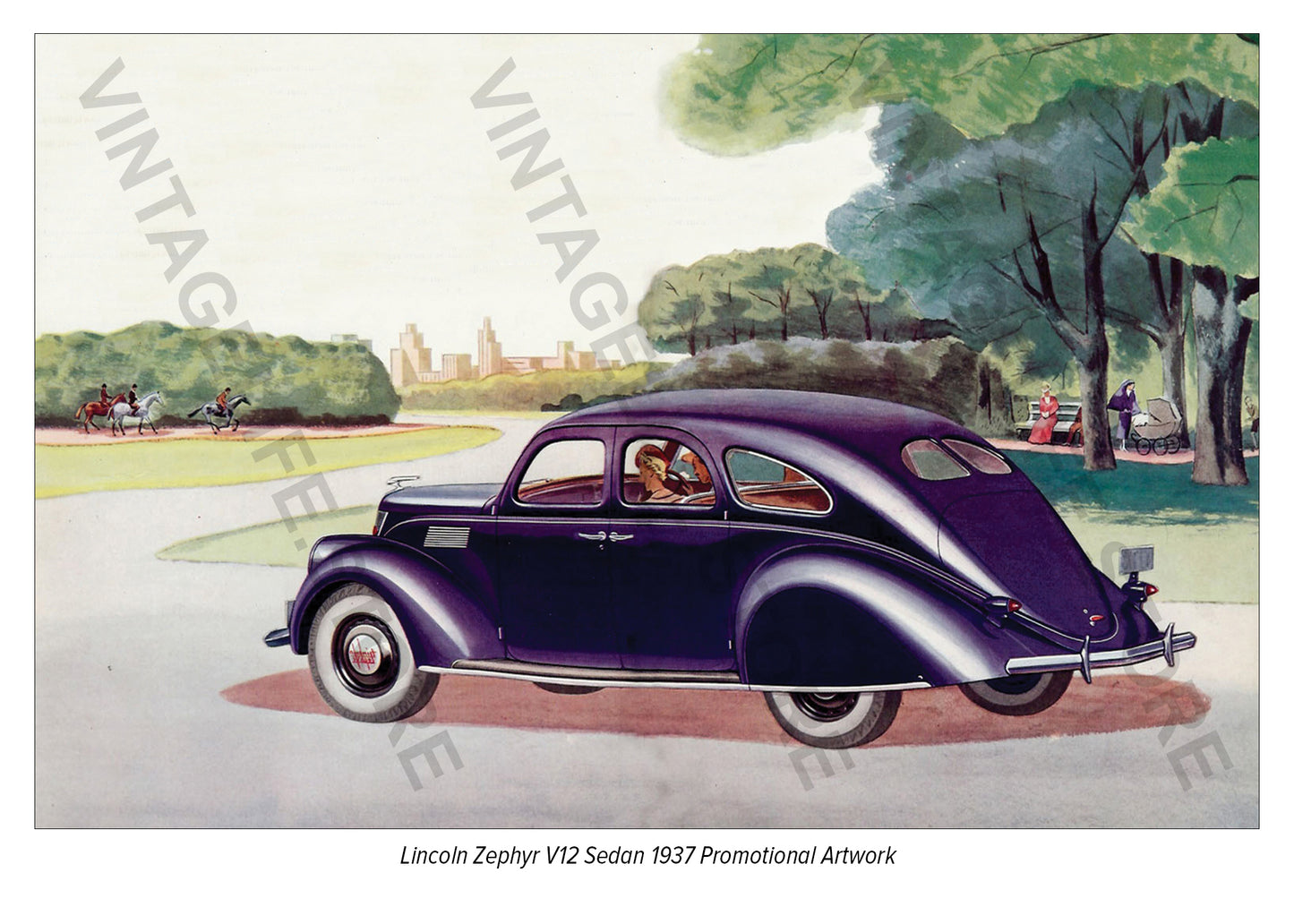 Lincoln Zephyr V12 Sedan 1937 - Promotional Artwork
