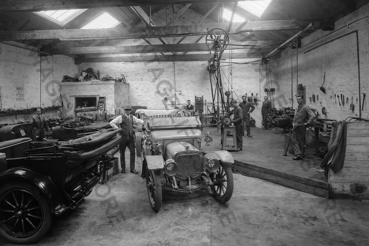 1911 Sunbeam 12/16 HP in Christchurch Motor Workshop, New Zealand c.1913