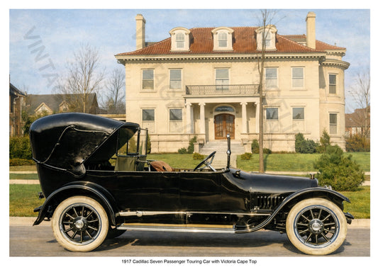 1917 Cadillac seven passenger touring car with Victoria cape top promotional photograph