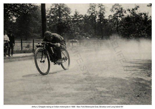 Indian motorcycle 1909 NY Motorcycle Club - Rider Arthur J Chapple, Brooklyn and Long Island Race