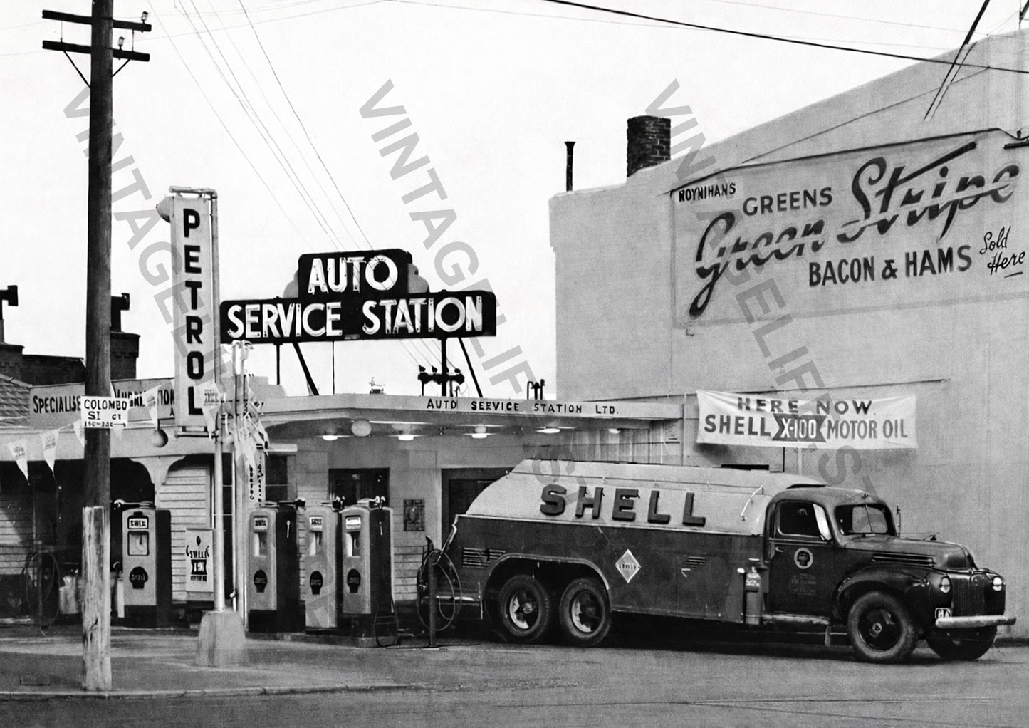Auto Service Station, Colombo Street, Christchurch – Shell Ford V8 Tanker, c.1950