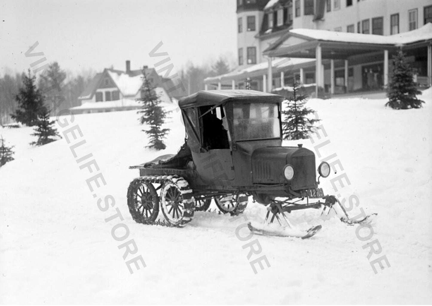 Ford Model T Converted to Snow Tractor with Skids and Tracks, c.1930