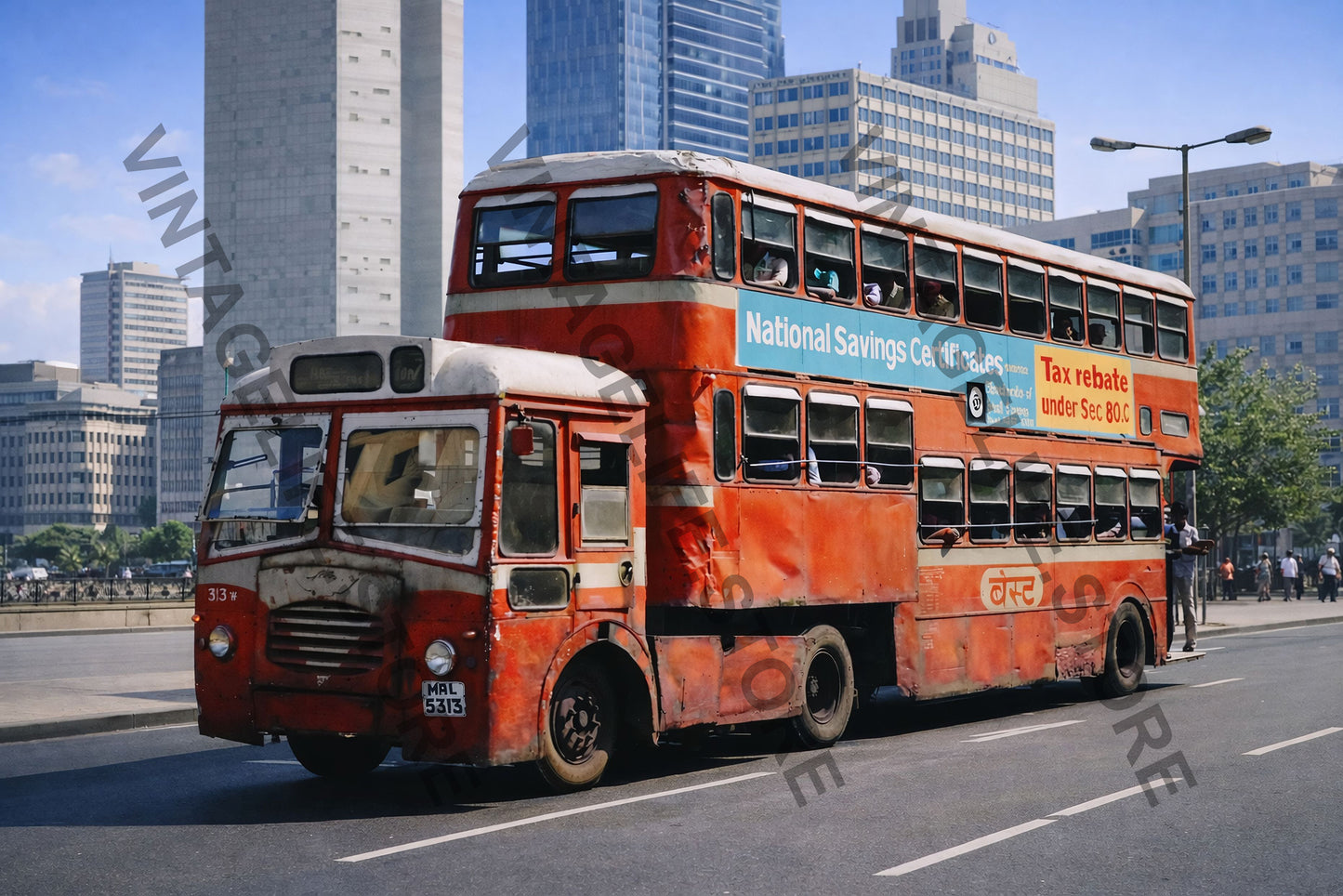 BEST Ashok Leyland Trailer Bus, Bombay (Mumbai), India, 1984 - A4 Size