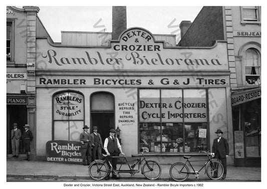 Dexter and Crozier, Victoria Street, East Auckland, New Zealand c. 1902 Bicycle Importers. Early 20th century. life in New Zealand.