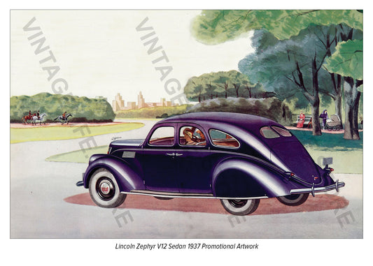 Lincoln Zephyr V12 Sedan 1937 - Promotional Artwork