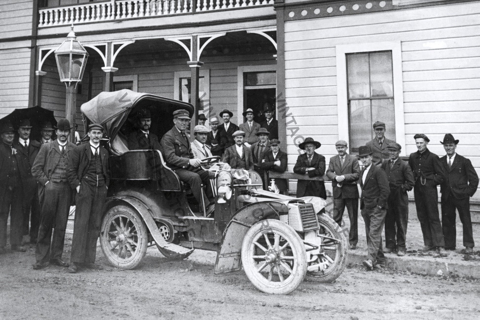 First Motor Car in Eketahuna, North Wairarapa, New Zealand, a Packard with Cape Top, c.1903