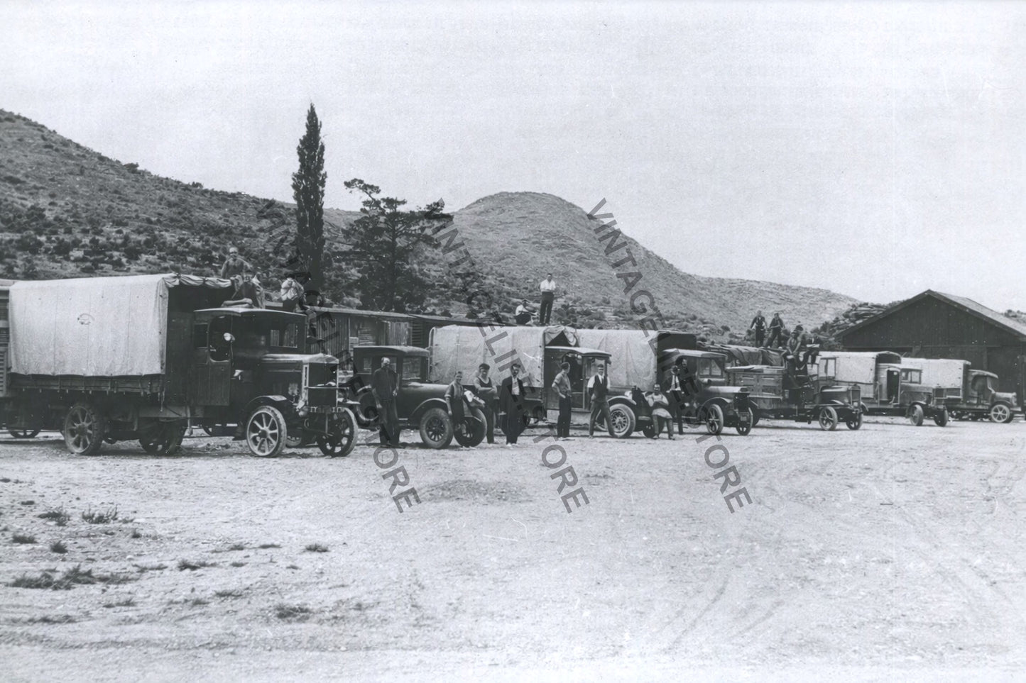 Fruit Lorries Loading Railway Wagons at Roxburgh Station, c.1920s–1930s