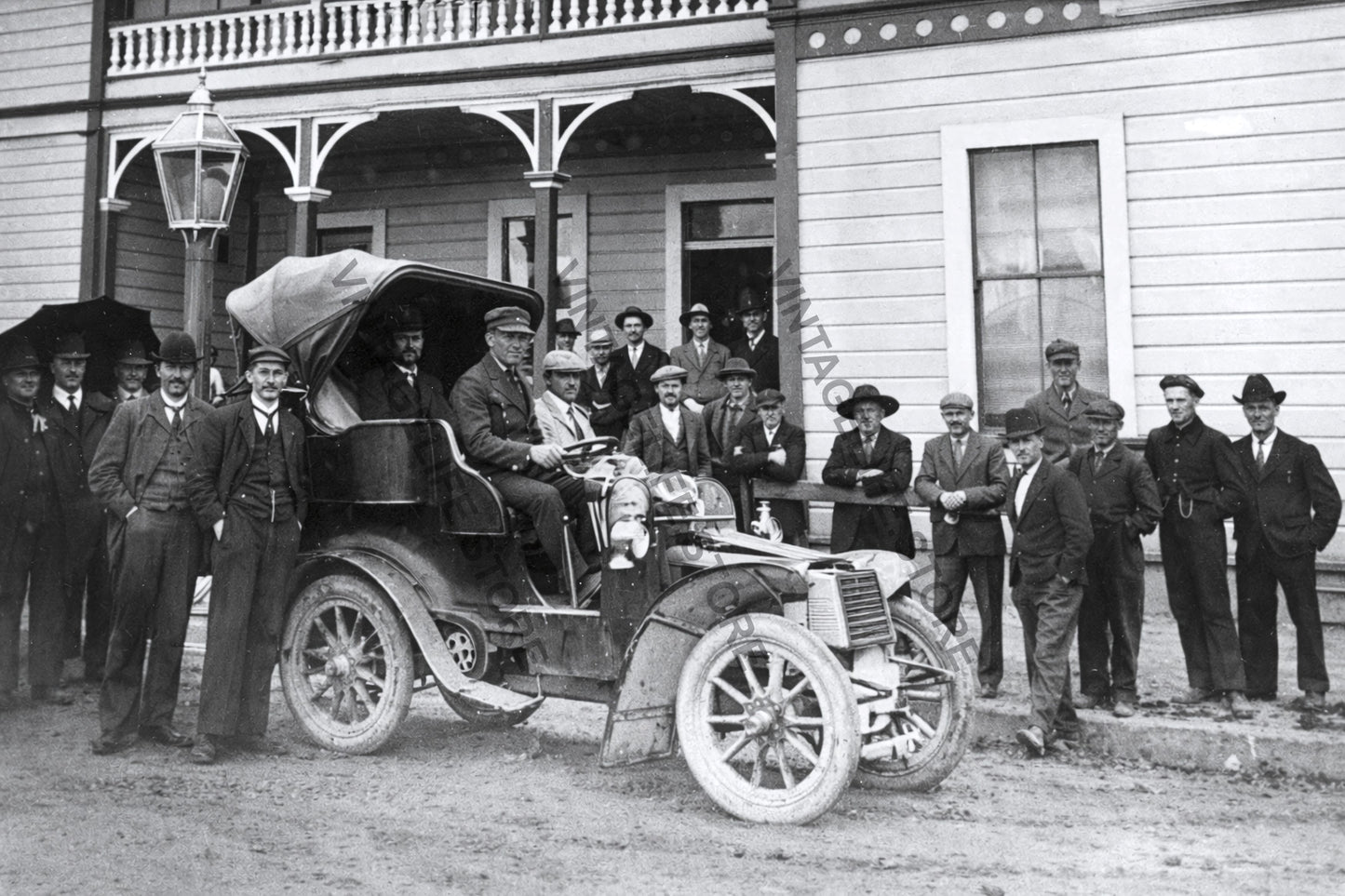 First Motor Car in Eketahuna, Northern Wairarapa, New Zealand, a Packard with Cape Top, c.1903