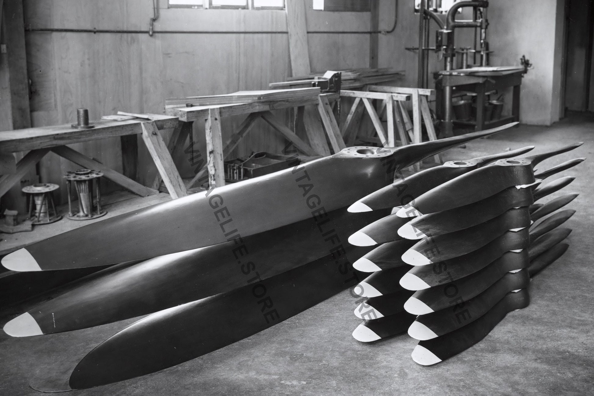 De Havilland Aircraft Propellers hand crafted at the Rongotai Factory, Wellington, 1942